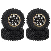 MEUS Racing 1.2 inch Beadlock Wheels Brass 1.0(plus) Wheel & Tire Set 62*24MM -4MM Negative Hub 77G For TRX4M SCX24 - Sport C - HeliDirect